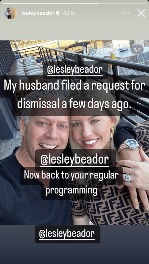 Lesley Beador Claims Husband RHOC David Dismissed His Petition for Divorce