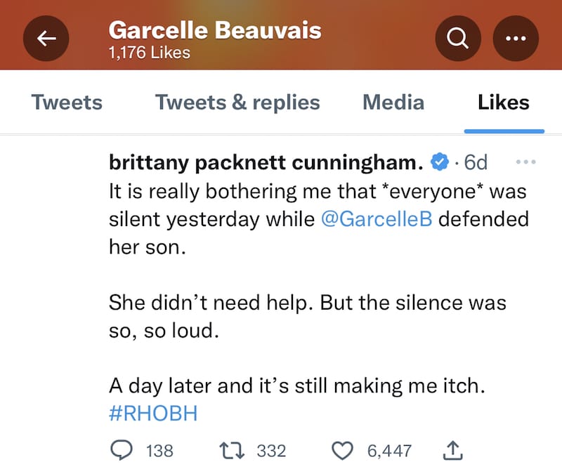 RHOBH Garcelle Beauvais Likes Twitter Post About RHOBH Cast Being Silent About Jax Harassment