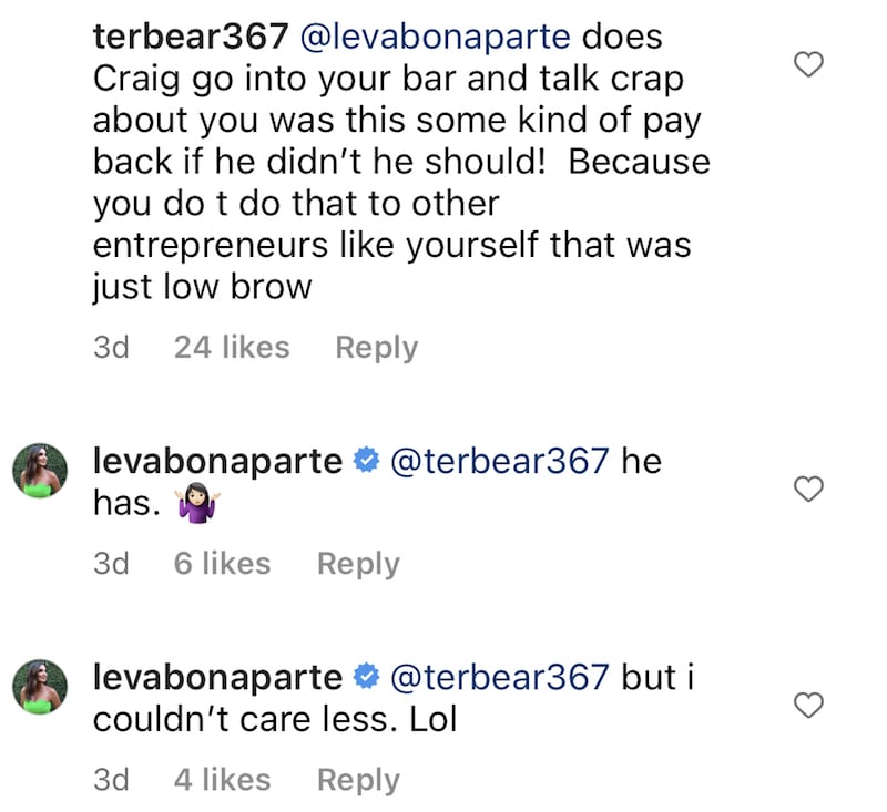 Southern Charm Leva Bonaparte Claims Craig Has Trashed Her at Her Bar