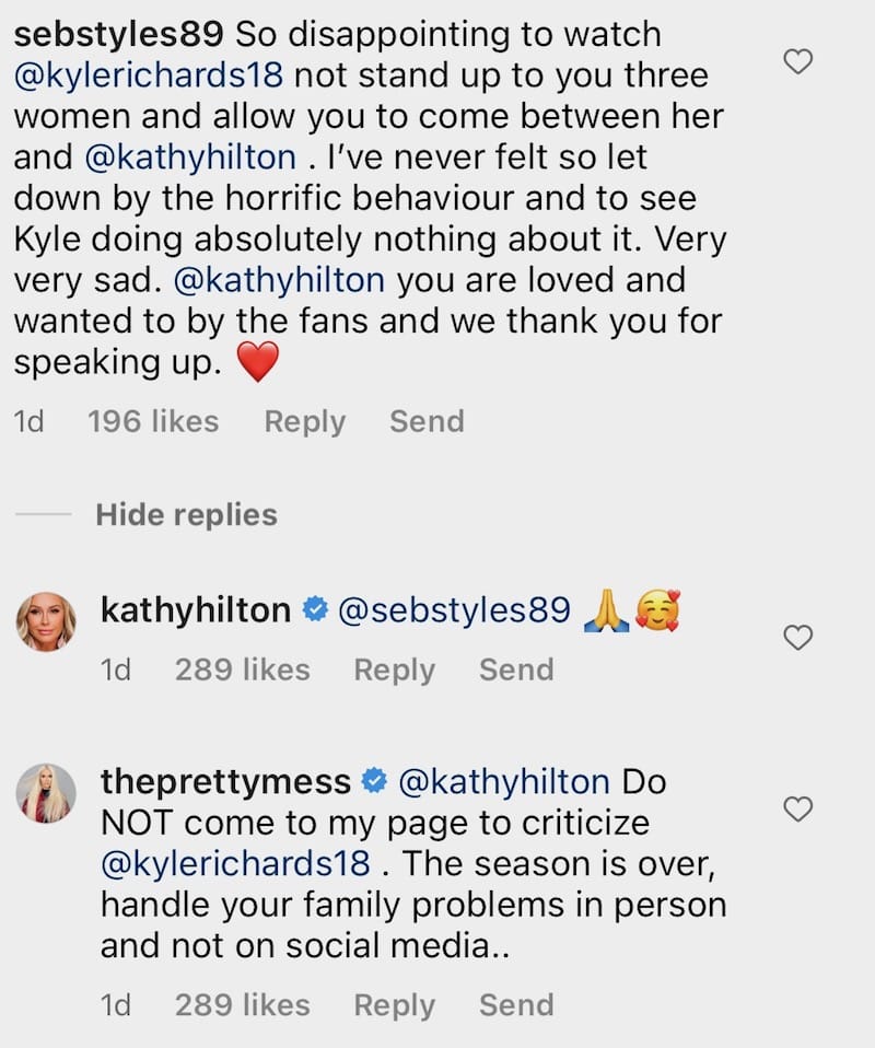RHOBH Erika Jayne Slam Kathy for Hating on Kyle on her Instagram Page