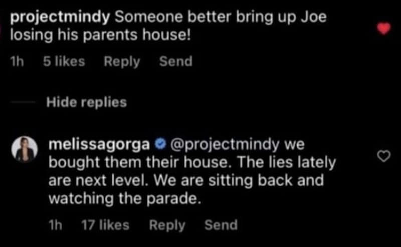 RHONJ Melissa Gorga Responds to Rumor Claiming Joe Lost Parents' House