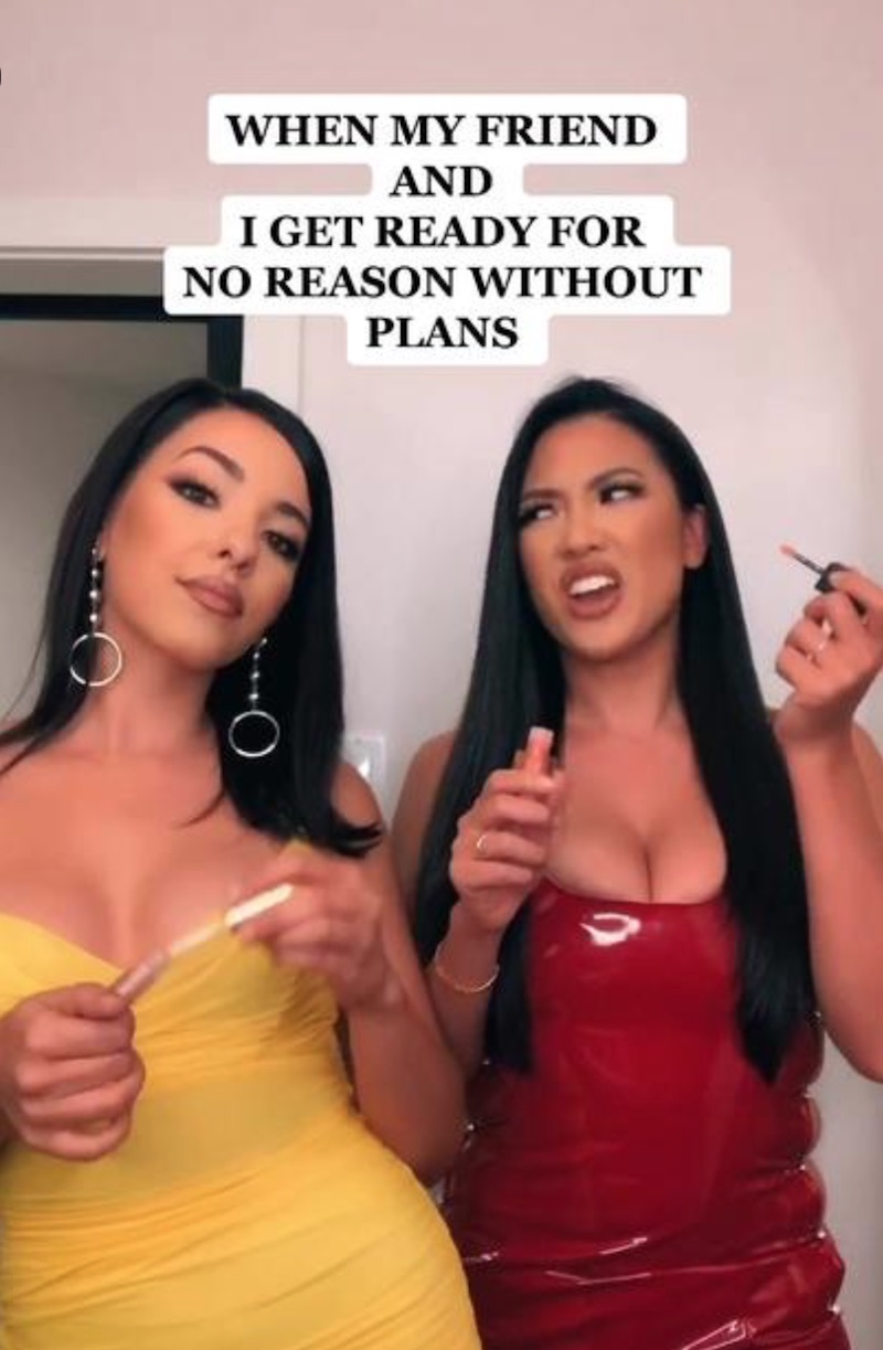 Vanderpump Rules Charli Burnett and Dana Tran in Yellow and Red Dresses