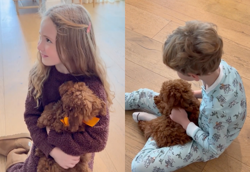 RHOBH Dorit Kemsley Kids Cuddle With New Puppy Pumpkin
