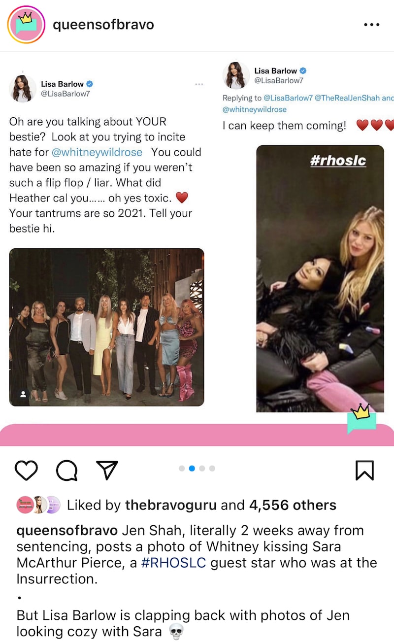 RHOSLC Lisa Barlow Reacts to Jen Shah Attempting to Incite Hate to Whitney Rose
