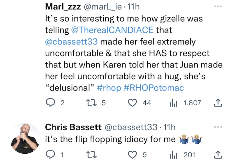 RHOP Chris Bassett Shades Gizelle for Flip Flopping