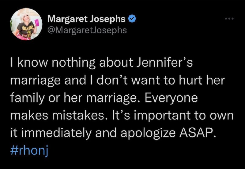 RHONJ Margaret Josephs Claims She Doesn't Want to Hurt Jennifer Aydin's Family