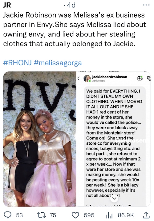 RHONJ Melissa Gorga Accused of Lying About Owning Envy and Stealing Clothes