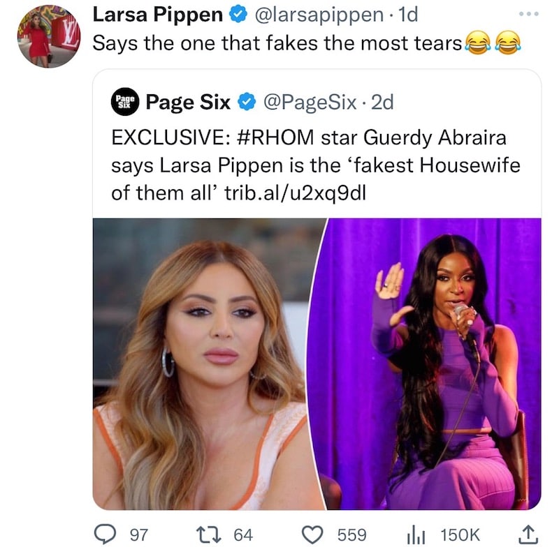 RHOM Larsa Pippen Claps Back at Guerdy for Calling Her Fake