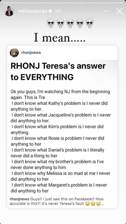 RHONJ Melissa Gorga Shares Post Accusing Teresa of Failing to Take Accountability