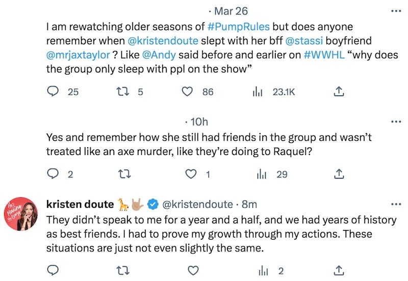 Vanderpump Rules Kristen Doute Denies Hypocrisy After Slamming Sandoval and Raquel for Affair
