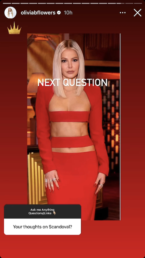 Southern Charm Olivia Flowers Shares Thoughts on Tom Sandoval's Affair With Raquel Leviss
