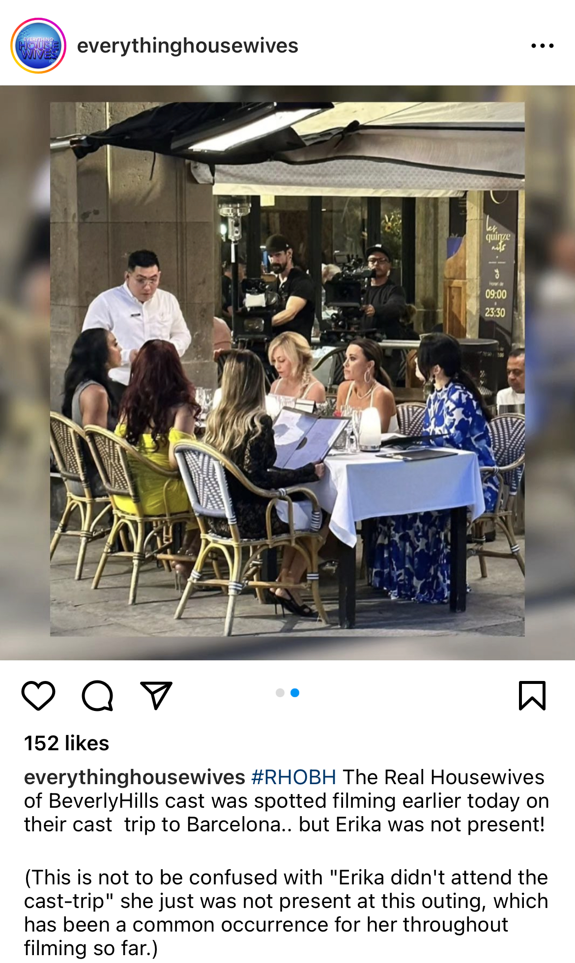 El elenco de RHOBH cena en España durante el rodaje de la Temporada 13