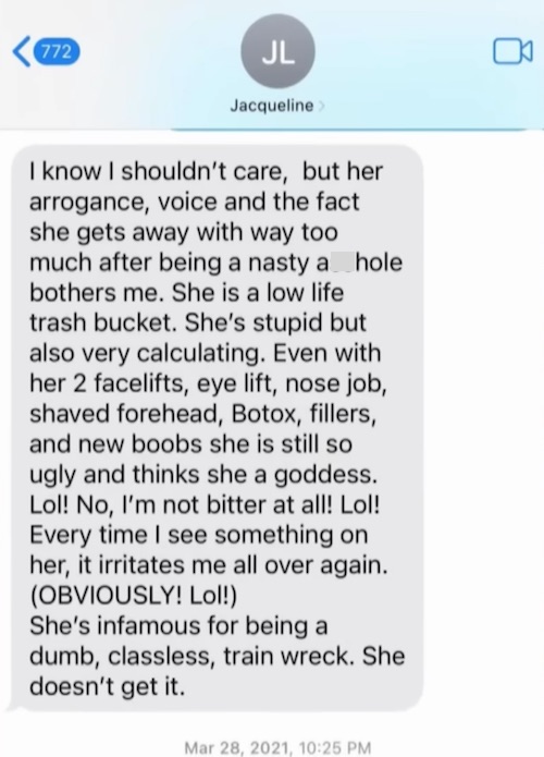 RHONJ Jacqueline Laurita Leaked Text Dissing Teresa Giudice as Low Life Trash