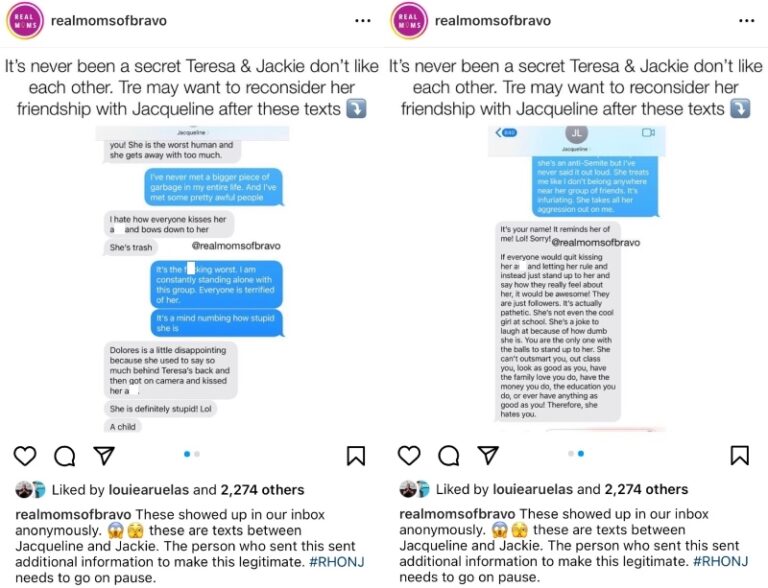 RHONJ Jackie Goldschneider's Alleged Texts About Teresa Leak