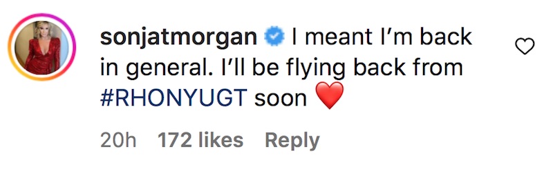 RHONY Sonja Morgan Clarifies Comment About being Home Amid RHUGT
