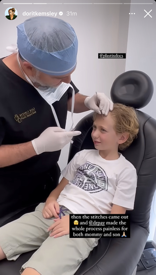RHOBH dorit kemsley's son jagger gets stitches out