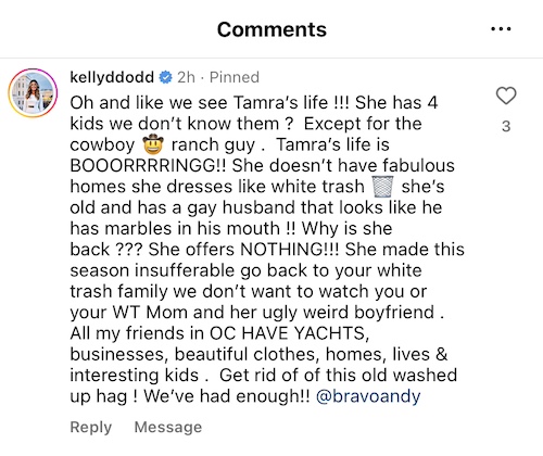 RHOC Kelly Dodd blasts Tamra Judge in IG Comment