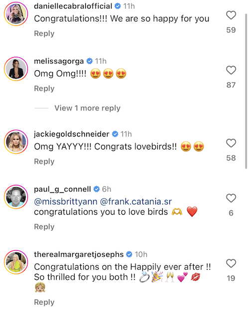 RHONJ Cast Reacts After Frank Catania and Brittany Mattessich Get Engaged