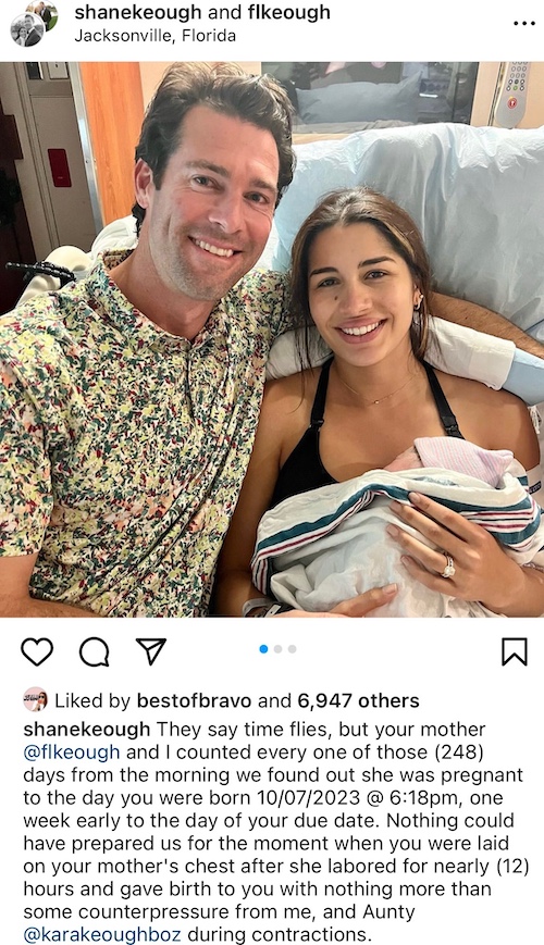 RHOC Shane Keough and Wife Francheska Welcome Baby Girl