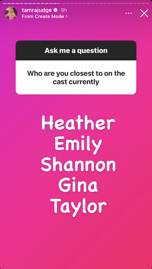 Tamra Judge on Who She's Closest to From RHOC Cast