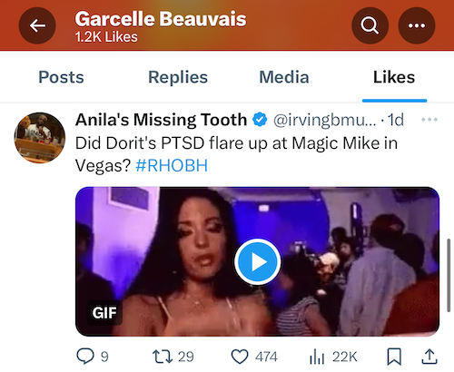 rhobh garcelle beauvais wonders if dorit was triggered by magic mike