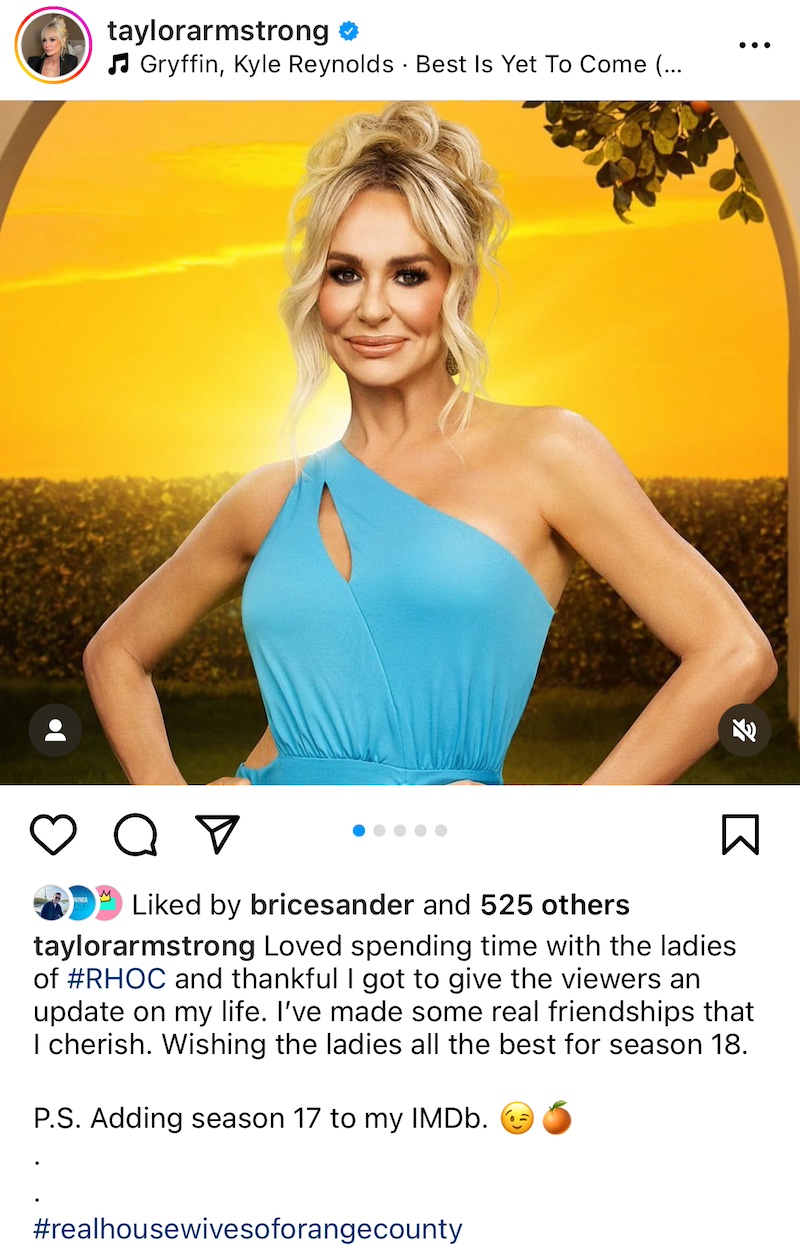 Taylor Armstrong Confirms She's Leaving RHOC After One Season