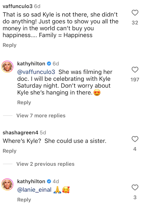 RHOBH Kathy Hilton Explains Kyle's Absence at Christmas Party