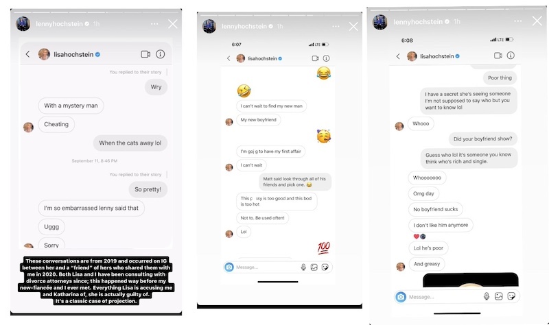 RHOM Lenny Hochstein Accuses Lisa of Cheating, Shares DM Proof