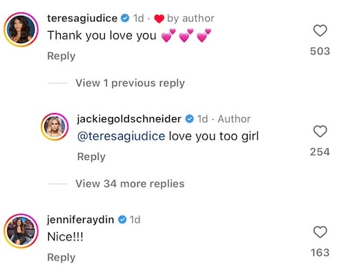 RHONJ Jackie Goldschneider Tells Teresa Giudice She Loves Her Amid Backlash