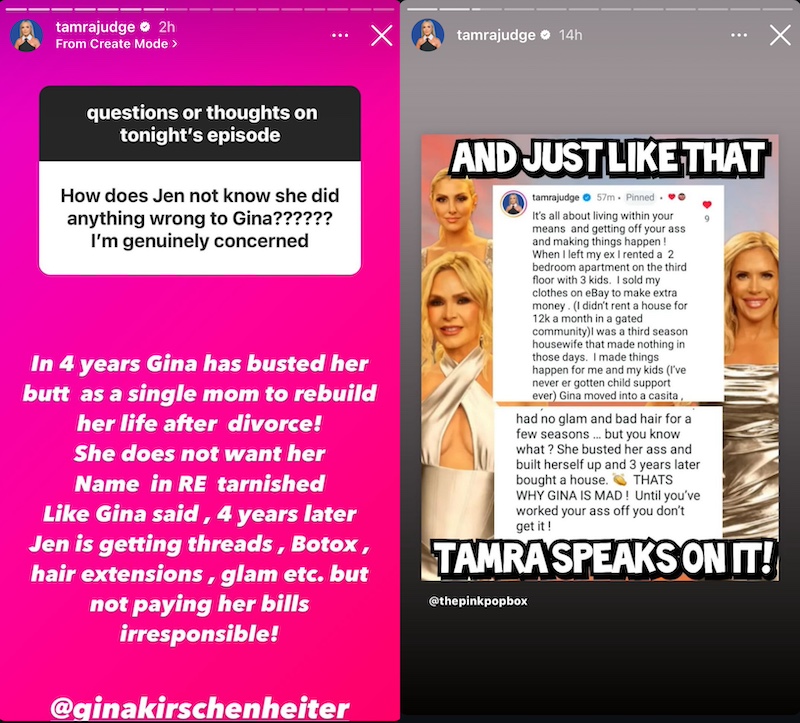 RHOC Tamra Judge Explains Why Gina Is Mad at Jennifer Pedranti