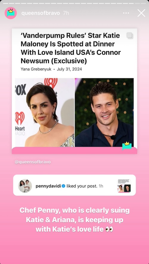 Chef Penny Davidi Likes Post About Katie Maloney and Love Island's Connor Newsum Amid Lawsuit