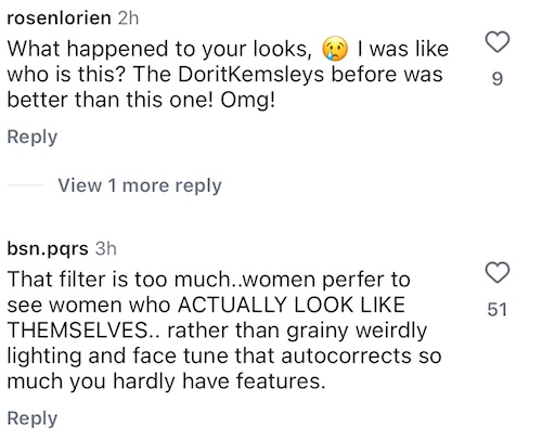 RHOBH Dorit Kemsley Called Out for Too Much Filter and Hardly Any Features