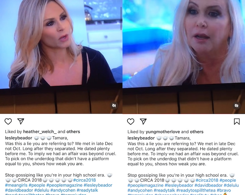 RHOC Lesley Cook Blasts Tamra Judge for Affair Lie on Instagram