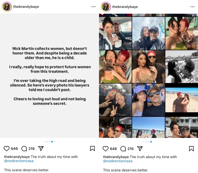 Nick Martin Slams Him on Instagram for Collecting women, Trying to Silence Her