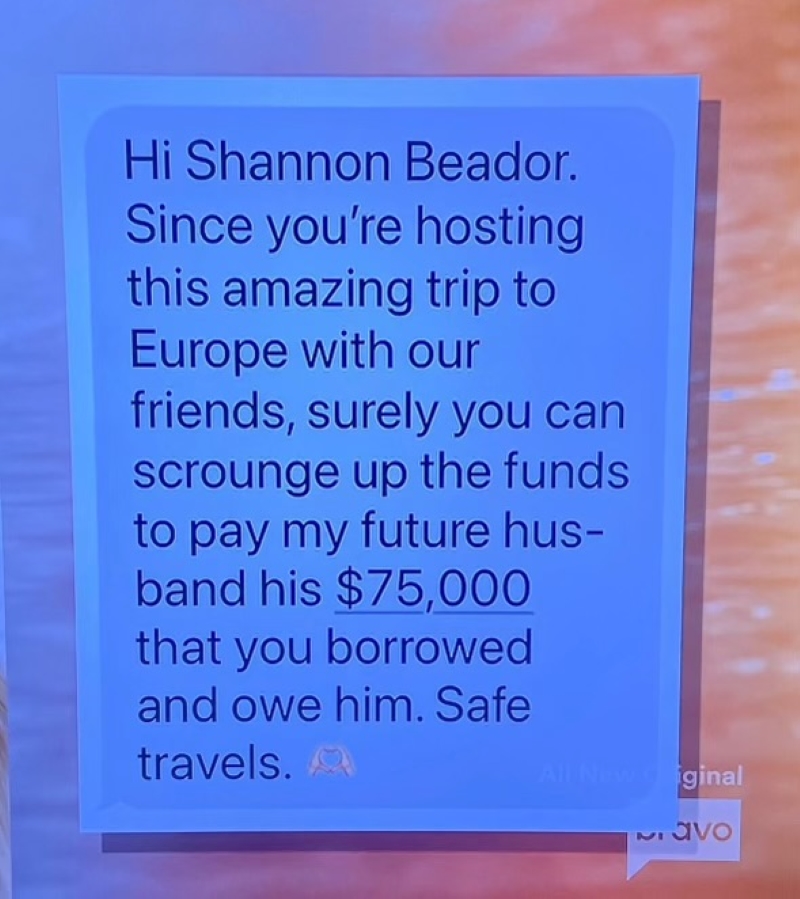 Alexis' Text Message to Shannon