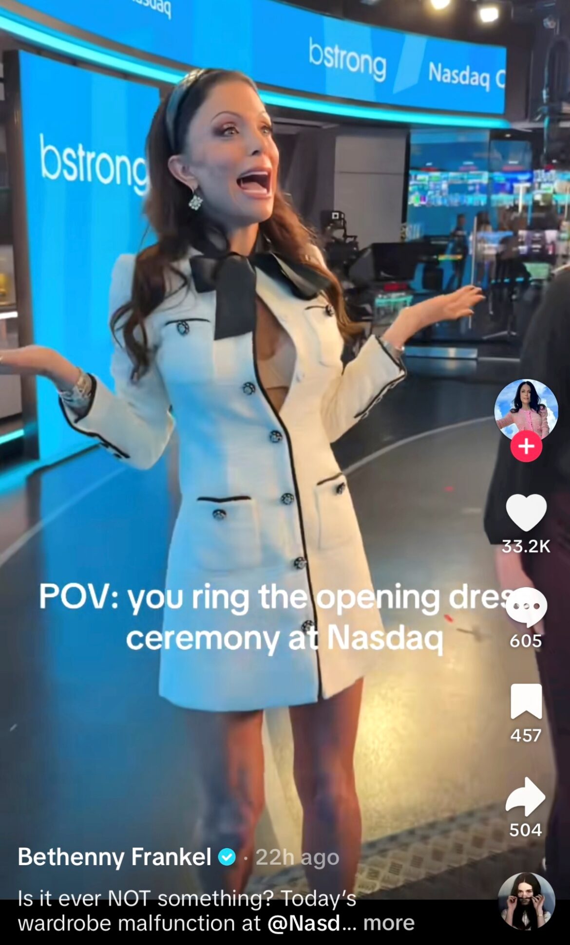 PICS: Bethenny Frankel Suffers Wardrobe Malfunction at NASDAQ
