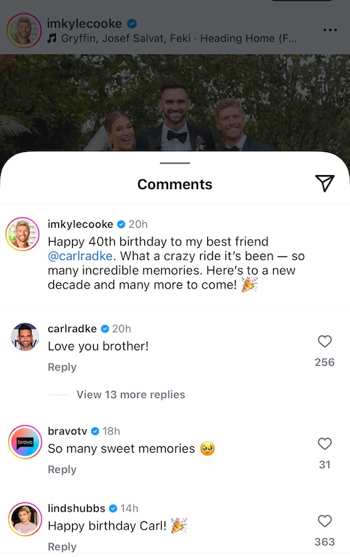 Summer House Lindsay Hubbard Wishes Carl Radke a Happy Birthday on Kyle Cooke's Post