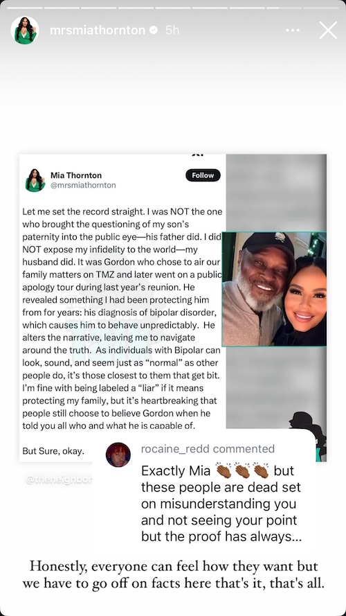 RHOP Mia Thornton Claims Gordon Questioned Paternity Before She Did