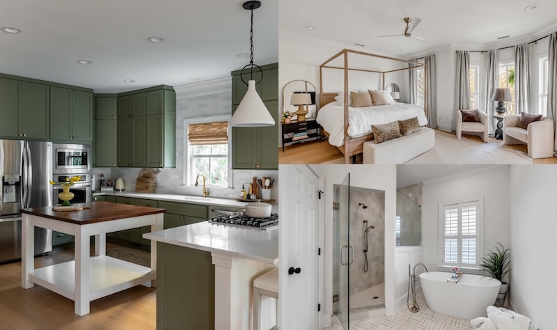 Southern Charm Madison LeCroy's Kitchen, Bedroom, and Bathroom at Charleston Home