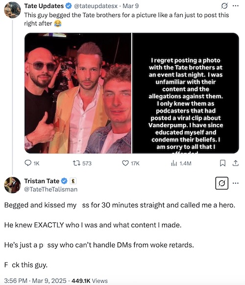 Tate Brothers Deny James Kennedy Didn't Know Who They Were After Pic Controversy