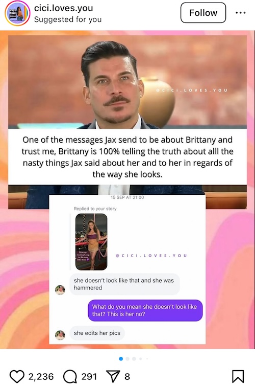 The Valley Jax Taylor Accuses Brittany Cartwright of Editing Pics, Heavy Drinking in Leaked DM