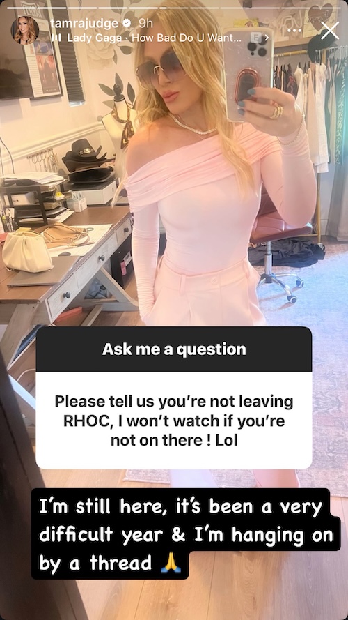 Tamra Judge Confirms RHOC Return, Claims She's Hanging on By a Thread