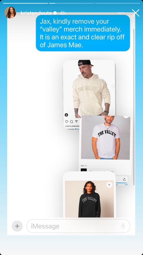 Kristen Doute Demands Jax Taylor Immediately Remove Valley Merch From Website, Accuses Him of Ripping Her Off