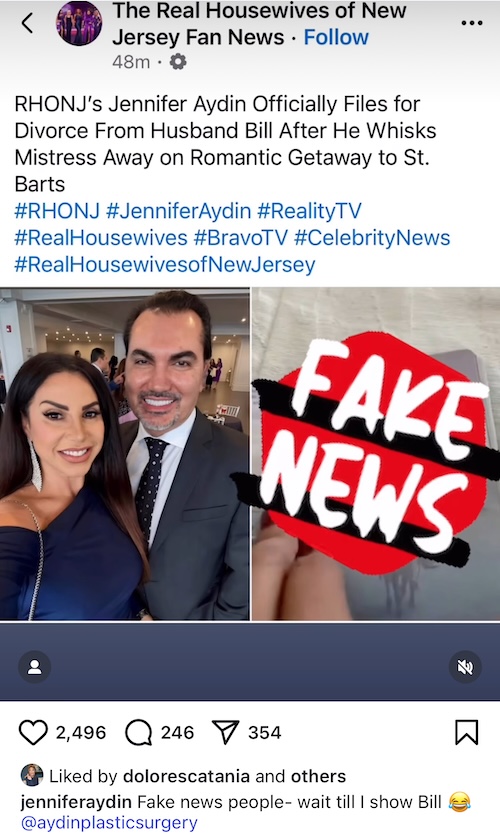 RHONJ Jennifer Aydin Slams Divorce Rumors as Fake News