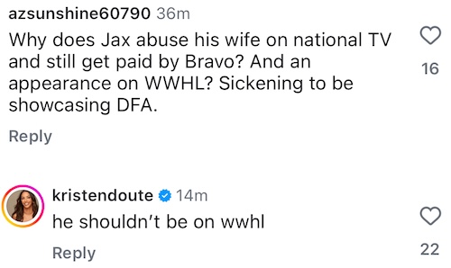 The Valley Kristen Doute Says Jax Taylor Shouldn't Be Allowed on WWHL