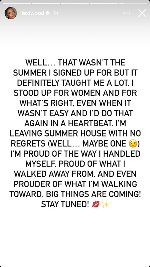 Lexi Wood Confirms She Is Leaving Summer House After Juse One Season