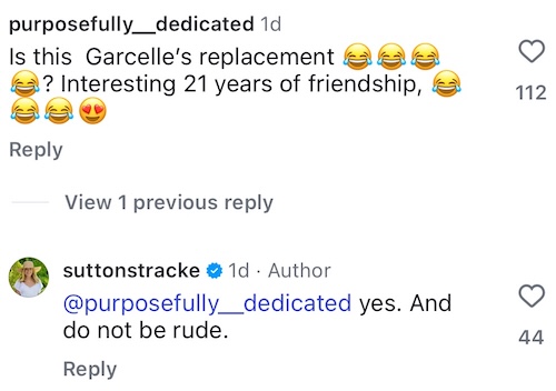 RHOBH Sutton Stracke Responds to Claims of Having Garcelle Beauvais Replacement Friend