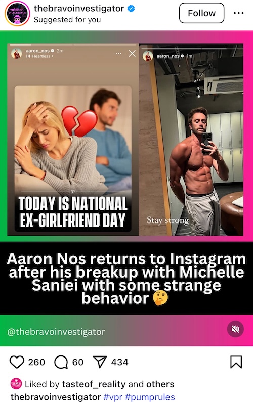The Valley Aaron Nosler Celebrates National Ex-Girlfriend Day After Michelle Saniei Split