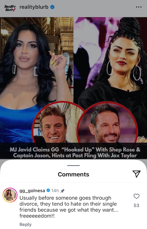 GG Claps Back at MJ's Claims About Hook Ups With Shep Rose and Jason Chambers, Hint at Divorce