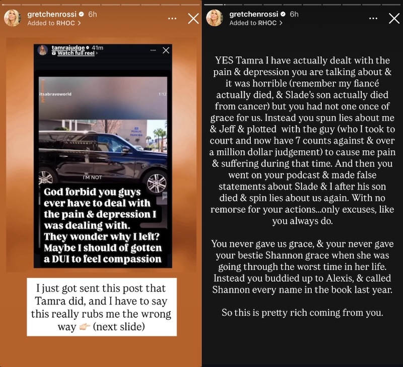 RHOC Gretchen Rossi Shades Tamra Judge for Hypocritical Behavior After Jeff's Death